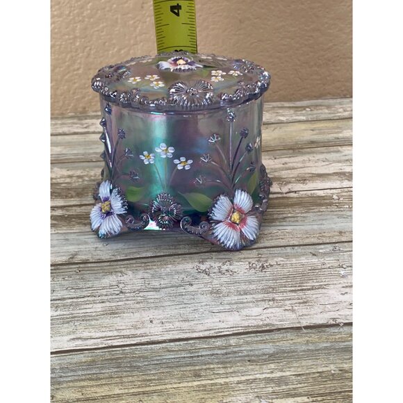 Fenton Iridescent Lavender Trinket Jar Scott K Fenton S Whitlatch Hand Painted - Picture 13 of 13